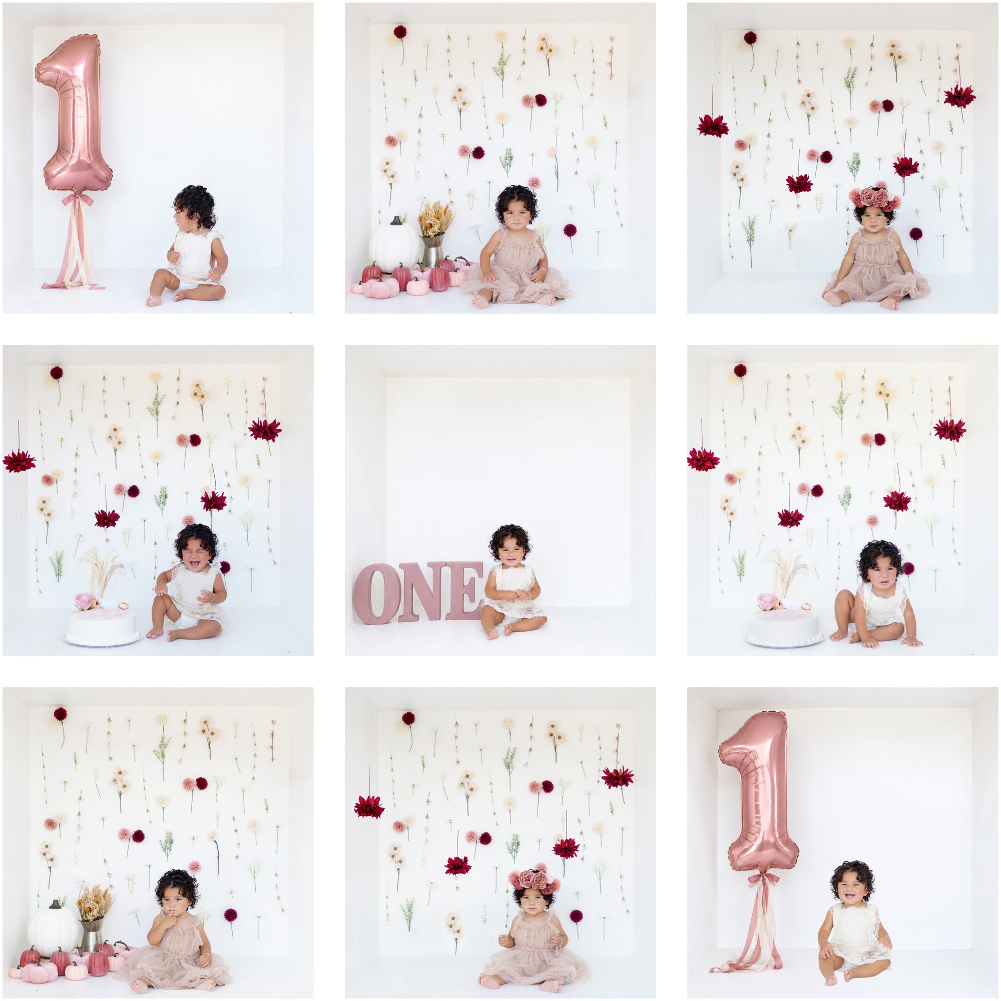 Creative Box story grid of a first birthday with pink florals
