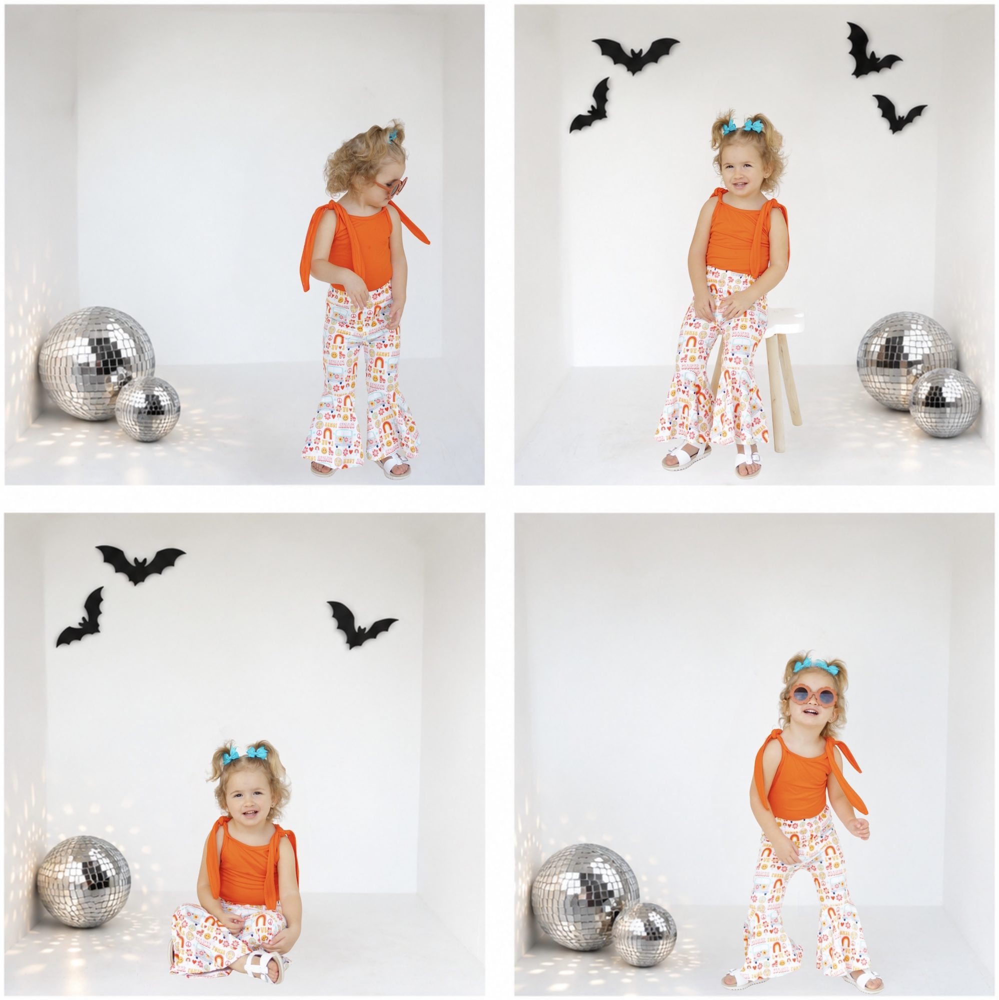 Creative Box story grid of a toddler with Halloween and disco decor